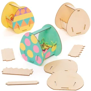 4, Blank Templates and String for Children to Design and Decorate Baker supposedly idle popularity carbonization Ross AT444 Easter Egg Wooden Basket Kits - Pack of 