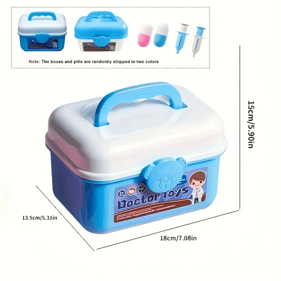 42pcs Blue Doctor Simulation Medical Kit Set, Pretend Play Toys For Children, Educational Cognitive Gift