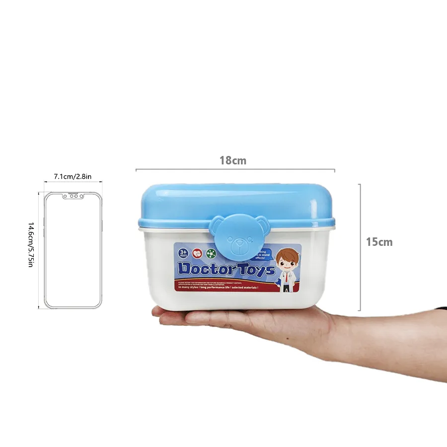 42pcs Blue Doctor Simulation Medical Kit Set, Pretend Play Toys For Children, Educational Cognitive Gift