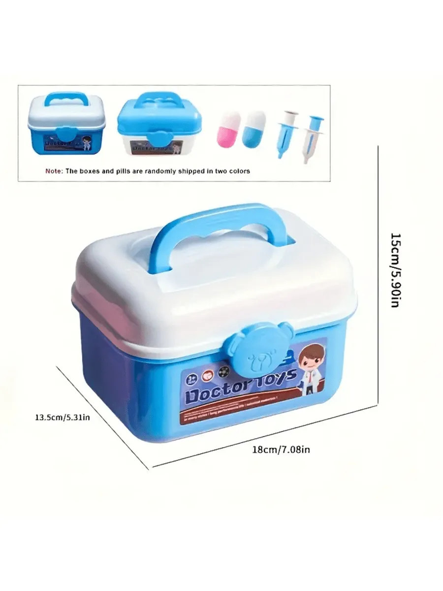 42pcs Blue Doctor Simulation Medical Kit Set, Pretend Play Toys For Children, Educational Cognitive Gift