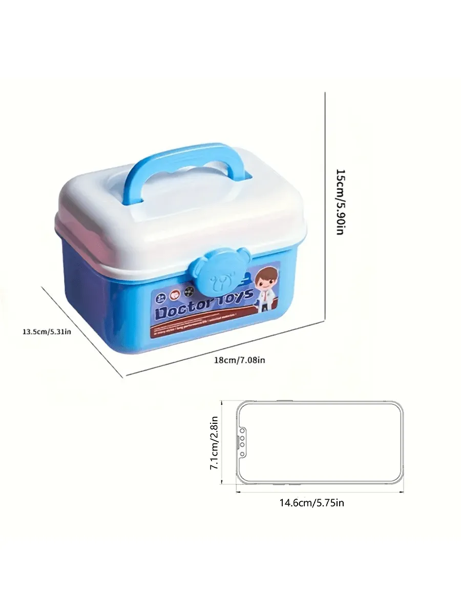 42pcs Blue Doctor Simulation Medical Kit Set, Pretend Play Toys For Children, Educational Cognitive Gift