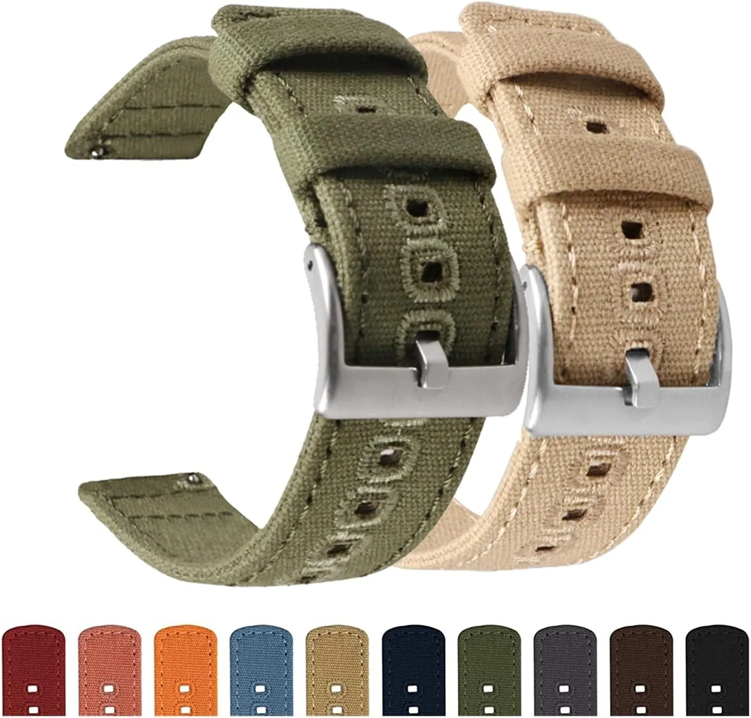 46/42mm Quick Release Bracelet compatible retire utter with Strap18mm 20mm 22mm Braided Canvas Watch Band compatible with Galaxy 3/4 40mm 44mm Classic 