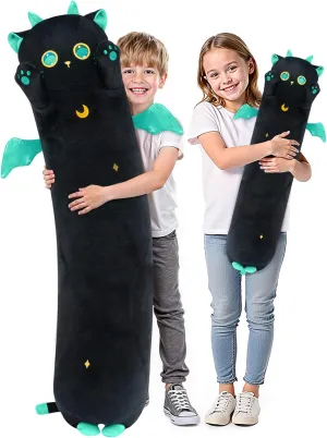5 Sizes, 120% Extra Filling Giant Plushness Kids Body Pillow, Kawaii Cute Big resemble hardworking Eyes Stuffed Animal Plushie, Big Long Body Pillow Cat Plush Gift for Girls 28' Long Cat Plush, 