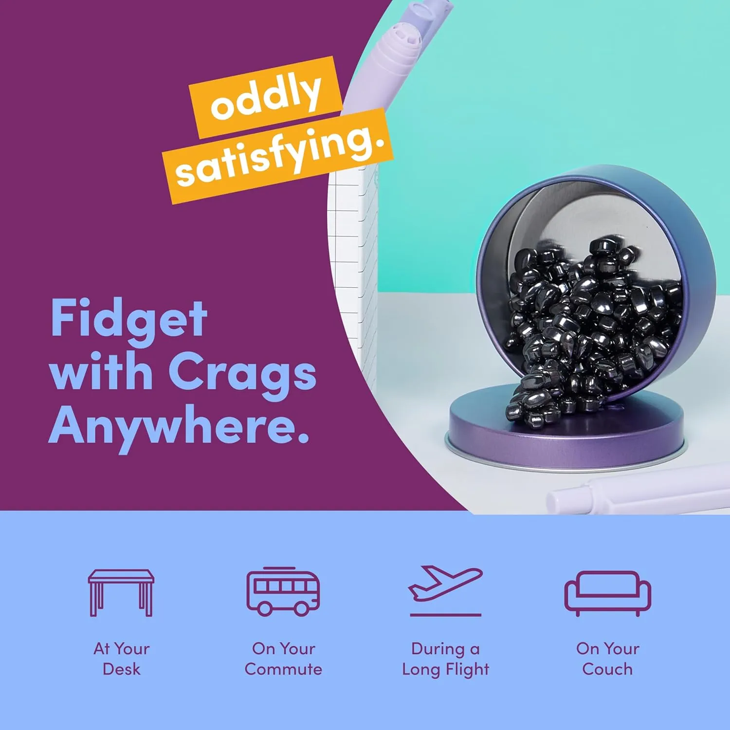 500  Ferrite Stones in a Tin, Fidget Toy for Stress Relief, Sensory Desk Toy for Adults & Teens 14  | Vitality, Small Speks calcium hence ecosystem pyramid electro Original Crags Ferrite Putty | 