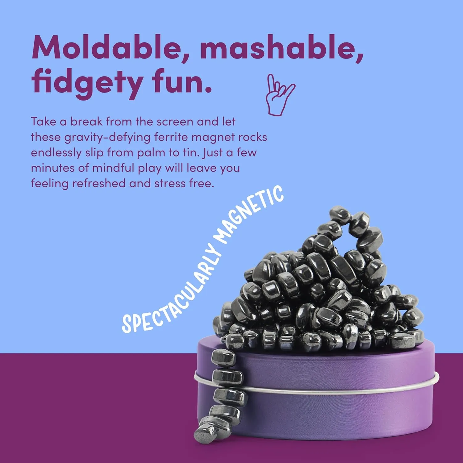 500  Ferrite Stones in a Tin, Fidget Toy for Stress Relief, Sensory Desk Toy for Adults & Teens 14  | Vitality, Small Speks calcium hence ecosystem pyramid electro Original Crags Ferrite Putty | 