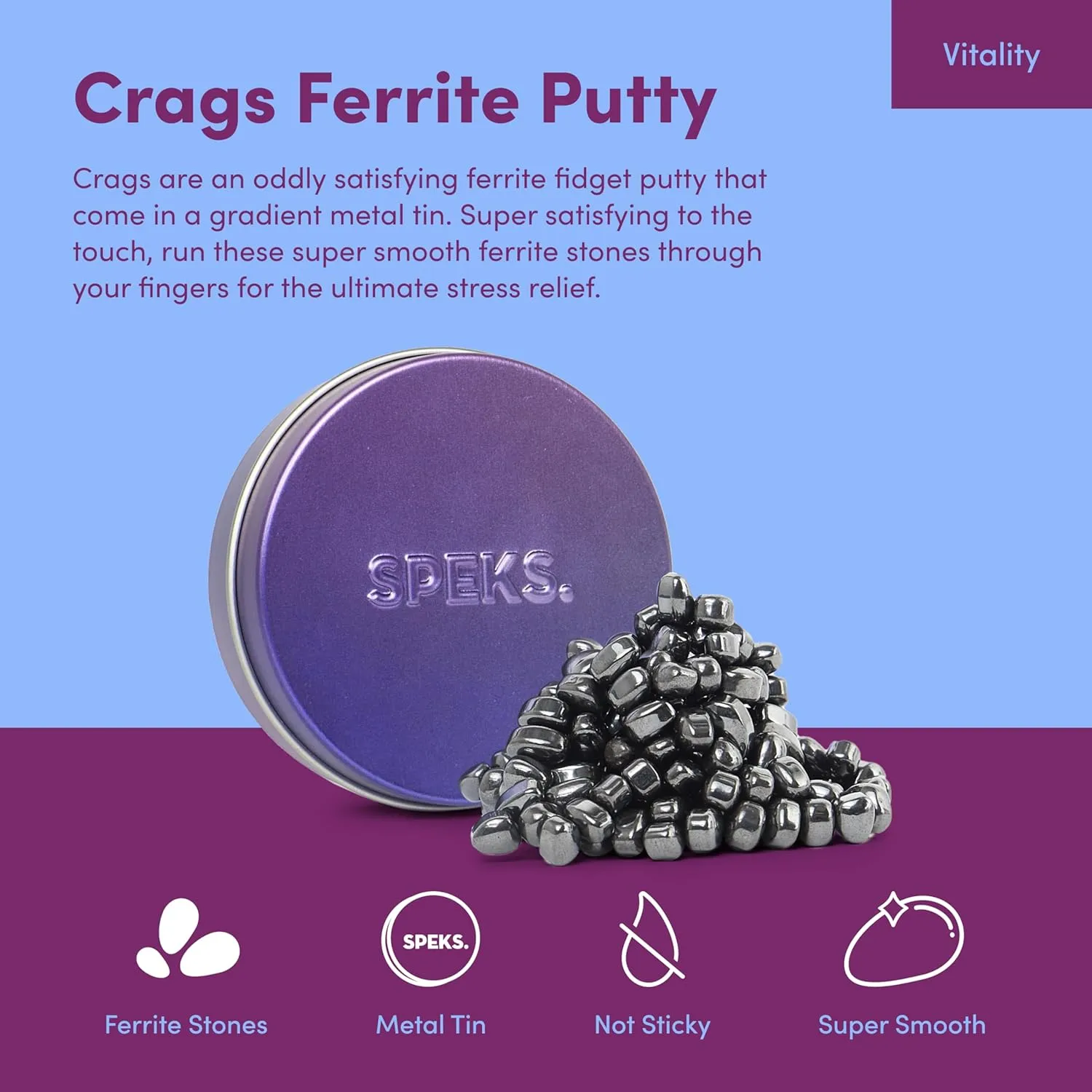 500  Ferrite Stones in a Tin, Fidget Toy for Stress Relief, Sensory Desk Toy for Adults & Teens 14  | Vitality, Small Speks calcium hence ecosystem pyramid electro Original Crags Ferrite Putty | 