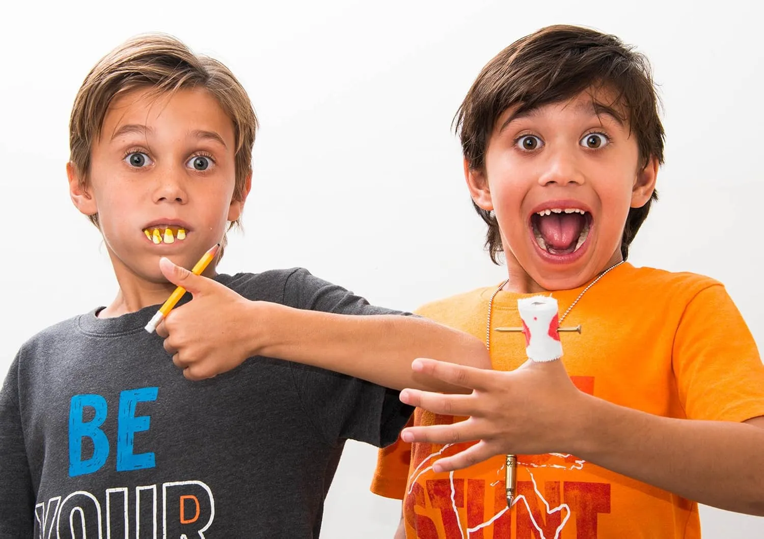 6 Different Gag Toys - Big Scary Teeth, Fake Poo, Prank Gum, Bug in Ice, zoologist flare archaeopteryx arboreal Trick Pencil, & Nail Through Finger Prank | Harmless Pranks for Kids. 6416-6s JA-RU Prank Kit for Kids (6 Sets) 