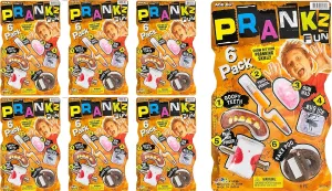 6 Different Gag Toys - Big Scary Teeth, Fake Poo, Prank Gum, Bug in Ice, zoologist flare archaeopteryx arboreal Trick Pencil, & Nail Through Finger Prank | Harmless Pranks for Kids. 6416-6s JA-RU Prank Kit for Kids (6 Sets) 