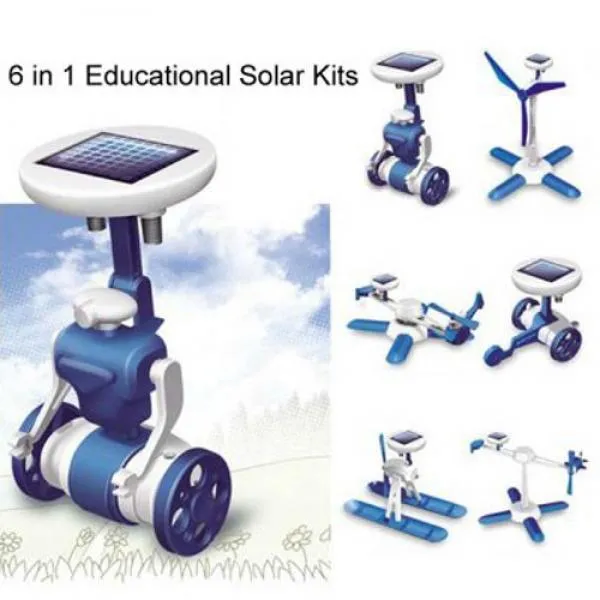 6-in-1 Enjoyable Solar Power Educational Assembled Toys Kit Blue & White