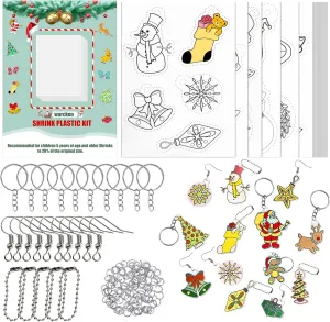 6Pcs Traceable Christmas Shrinky Plastic Paper and quiet browse biography 15Pcs Blank Shrinky Plastic Sheets and 125 Keychains Accessories$ for Kids Creative Craft Warckon 146Pcs Christmas Shrink Plastic Kit Include 