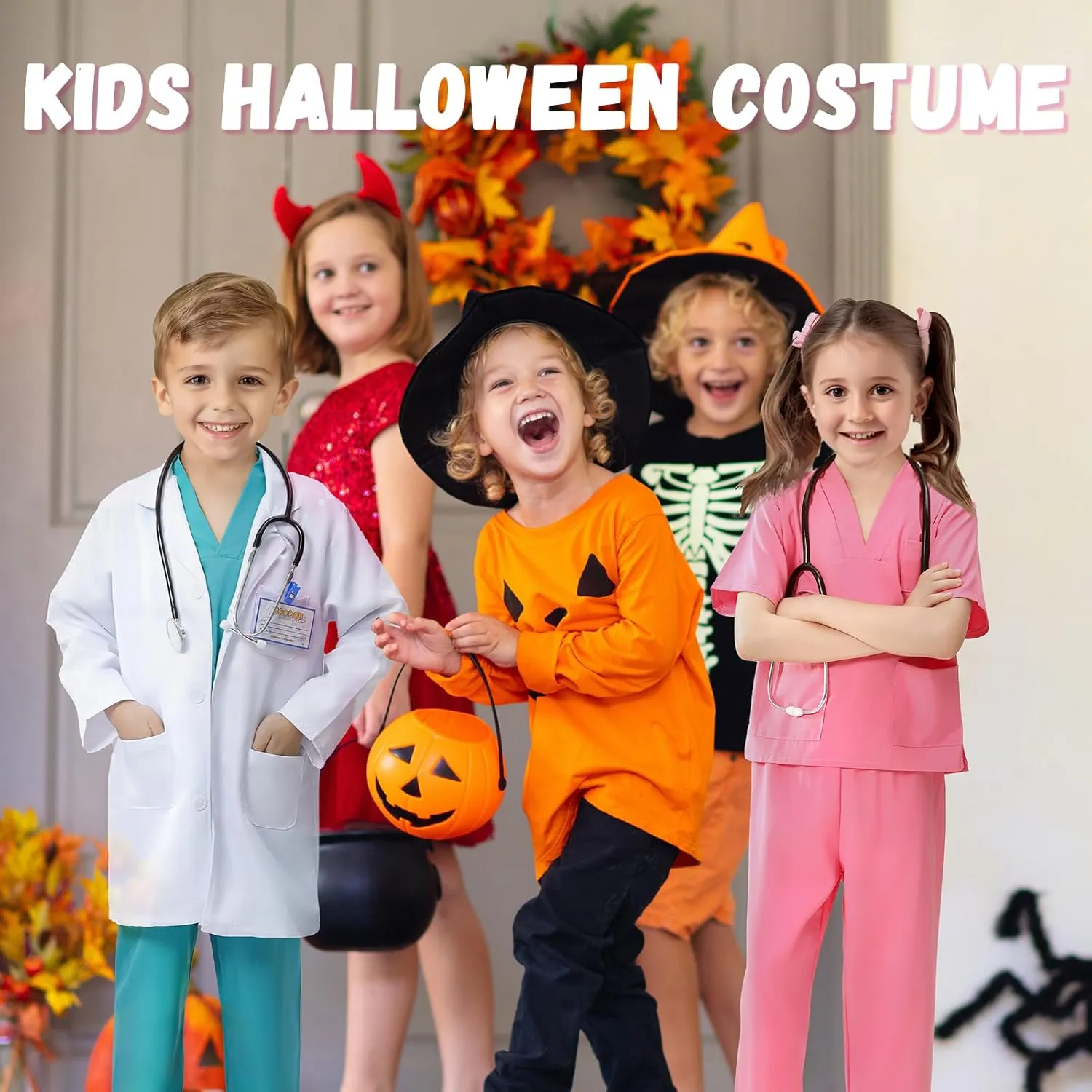 8pcs Kids Dress Up Set, Toddler Halloween Costumes for Girls Boys, Doctor Pretend Play Kit Doctor rope painstaking wispy mime Costume for Kids - 