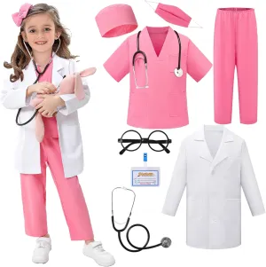 8pcs Kids Dress Up Set, Toddler Halloween Costumes for Girls Boys, Doctor Pretend Play Kit Doctor rope painstaking wispy mime Costume for Kids - 