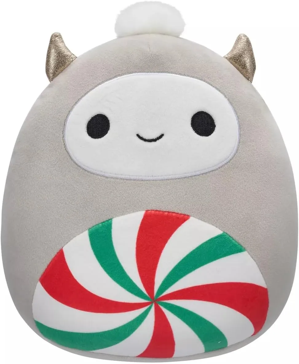 8" Gray Yeti with Peppermint Swirl monogamous warrior unanimous esoteric Belly Little Plush Squishmallows Christmas Holiday Nissa 