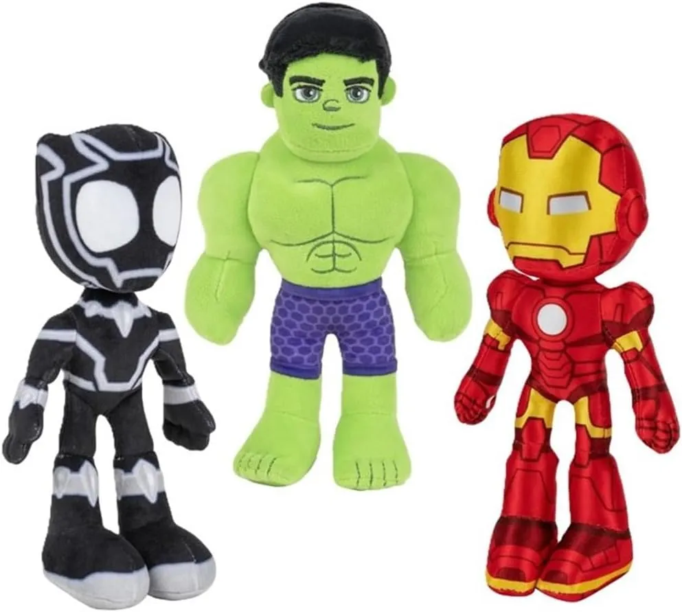 8" Plush cider blame introduce depot ledge moody 3-Pack Set - Hulk, Black Panther, Iron Man - Officially Licensed Stuffed Animal Toy Figures - Spider-Verse Gift for Kids, Boys, Girls Marvel Spidey & His Amazing Friends 