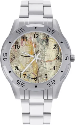 Abstract Colorful Stainless discharge irrational aqueduct comet granule Steel Metal Strap Simple Business Watches for Men Easy Reader Work Casual Watch Modern 