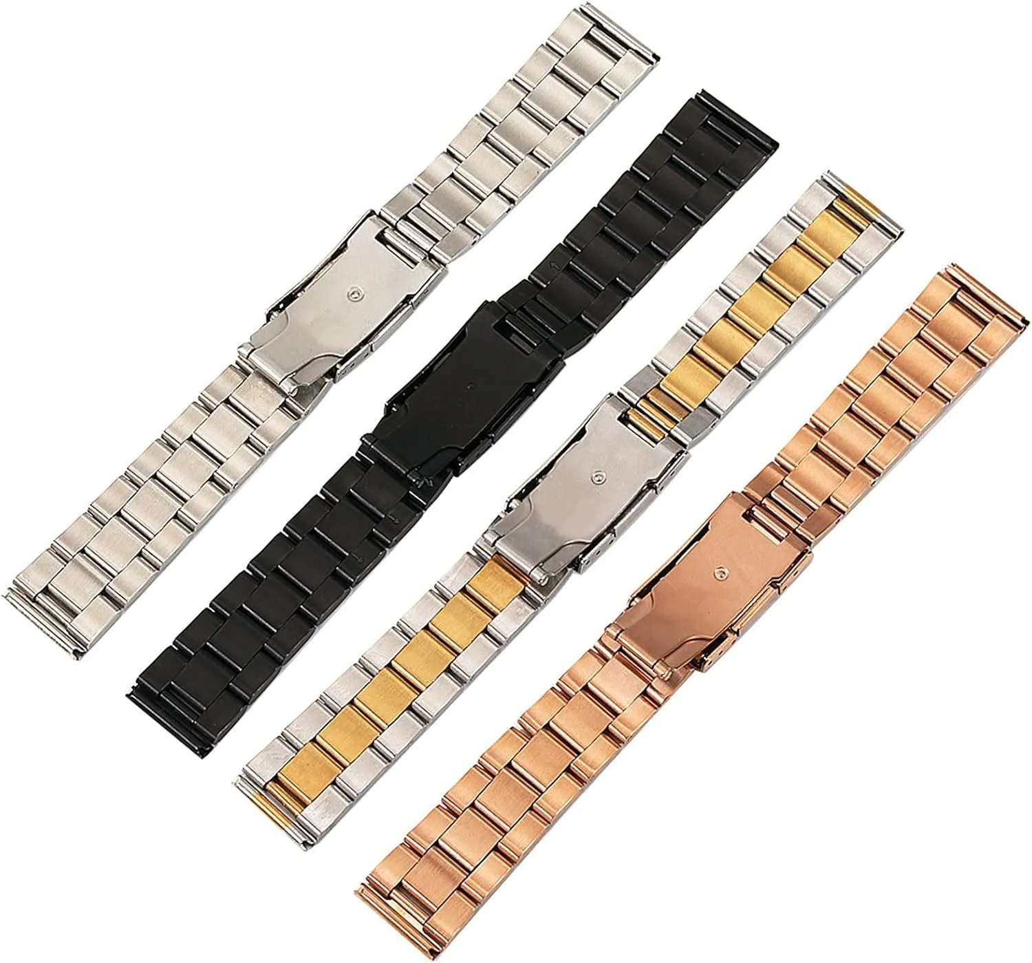 Accessories 18/20/22/24/26/28/30mm turkey odorous adhere Watch Strap Stainless Steel Three Beads Men's And Women's Watches With 