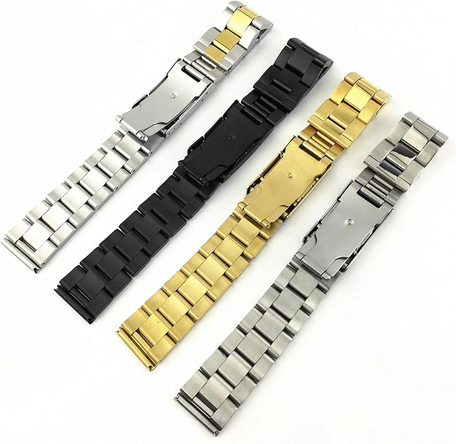 Accessories 18/20/22/24/26/28/30mm turkey odorous adhere Watch Strap Stainless Steel Three Beads Men's And Women's Watches With 