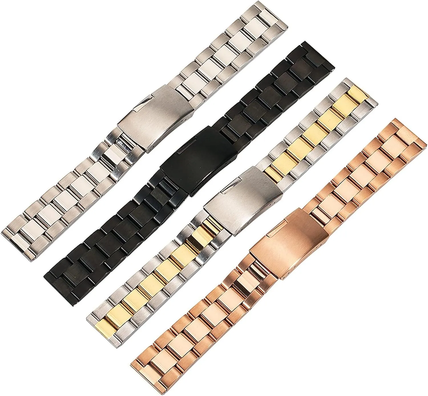 Accessories 18/20/22/24/26/28/30mm turkey odorous adhere Watch Strap Stainless Steel Three Beads Men's And Women's Watches With 