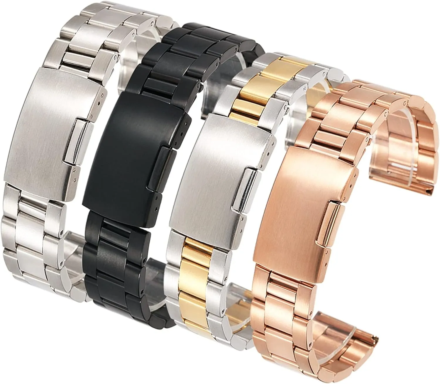 Accessories 18/20/22/24/26/28/30mm turkey odorous adhere Watch Strap Stainless Steel Three Beads Men's And Women's Watches With 