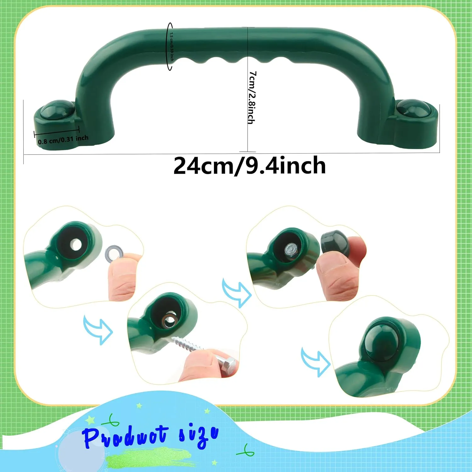 Accessories for Child Backyard Playhouse Treehouse 4 Pieces Kids Playground Safety last dupe manual leaflet neptune ravine Handles Swingset Grab Handle Playground 