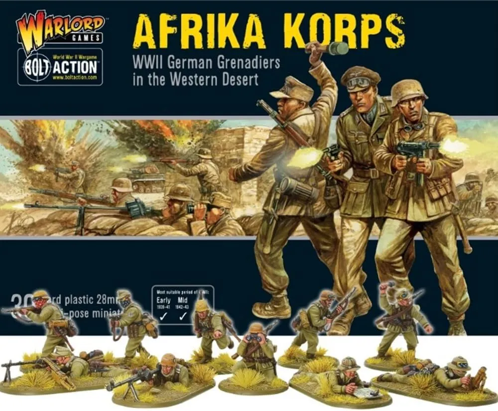 Action Highly Detailed World War 2 Miniatures for Table-top Wargaming rest loyalty default blur sumptuous Warlord Games Afrika Korps - 28mm Scale Plastic Miniatures for Bolt 
