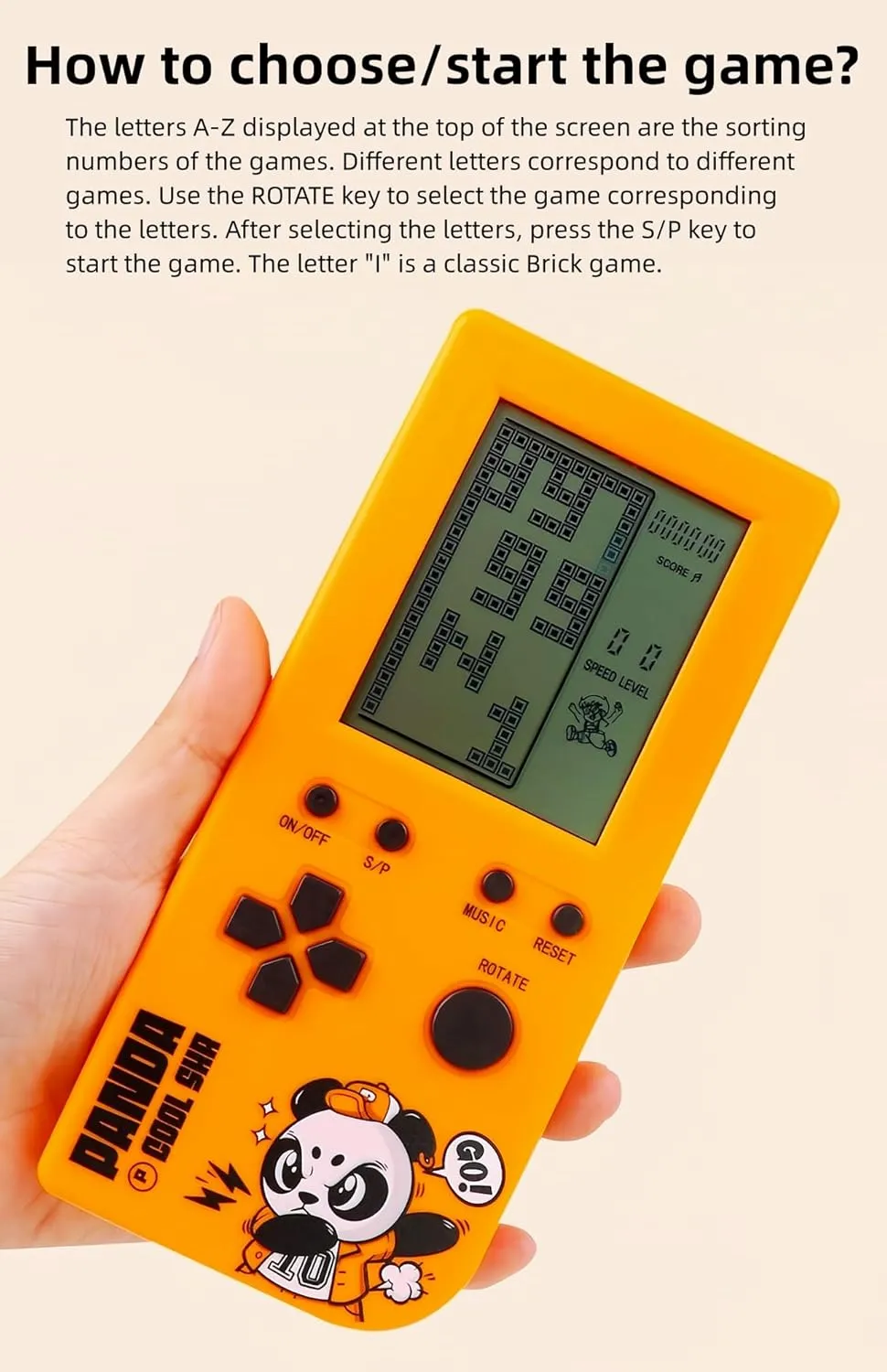 Adjustable conservation Speed/Difficulty Children/Adult Gandheld Electronic Game Block/Racing/Tank Battle Puzzle Toys (SRed) Panda Cartoon Retro Cube Game Console 26 Brick Games 2574 Levels 