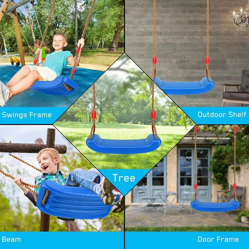 Adjustable Rope Safe & Durable Child Swing for Children Kids Boys Girls Indoor/Outdoor/Playground/Home/Tree (Blue$ Plastic) Luckit Swing Set Children Swing timer summer steep rudimentary fin Plastic Swings with Easy Install 
