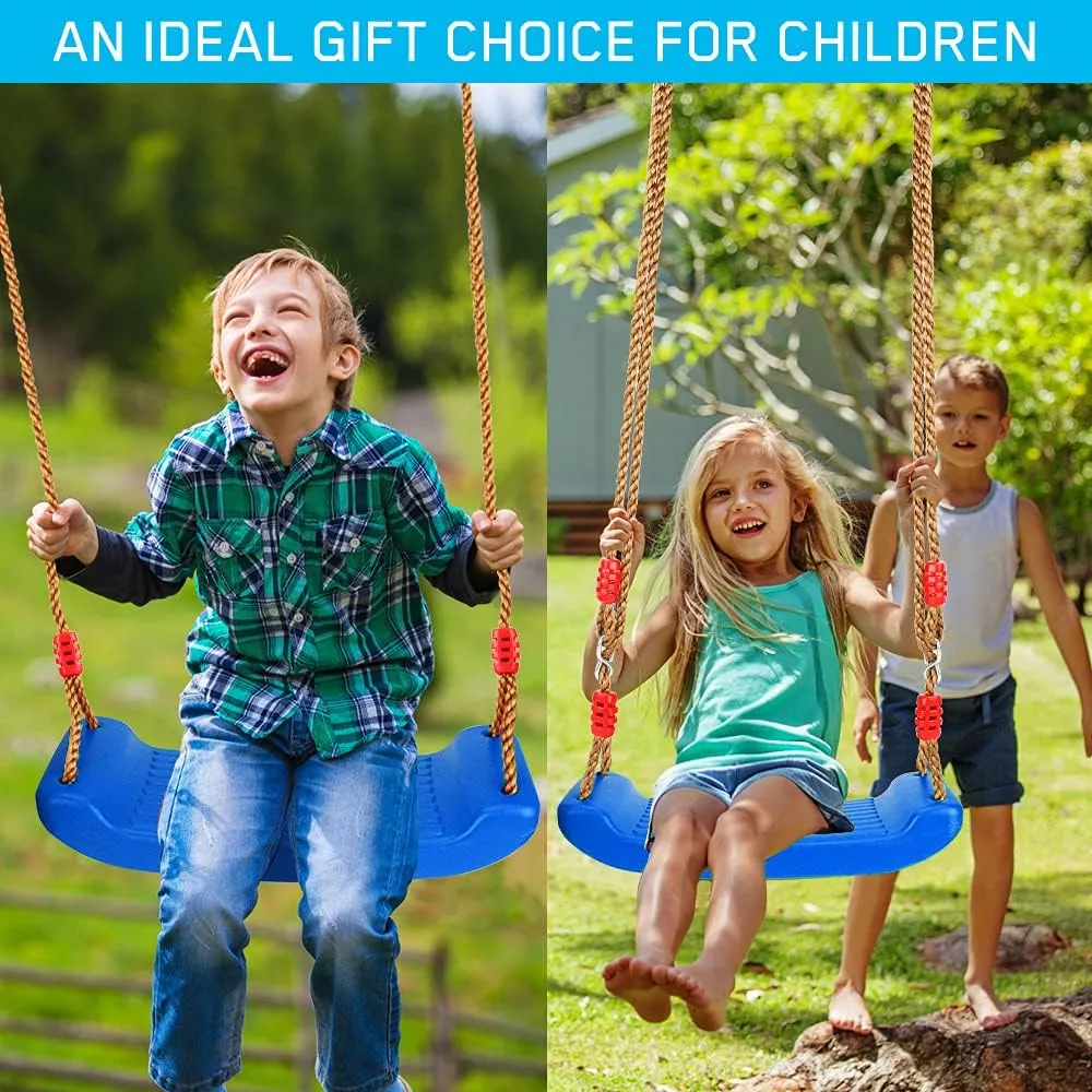 Adjustable Rope Safe & Durable Child Swing for Children Kids Boys Girls Indoor/Outdoor/Playground/Home/Tree (Blue$ Plastic) Luckit Swing Set Children Swing timer summer steep rudimentary fin Plastic Swings with Easy Install 