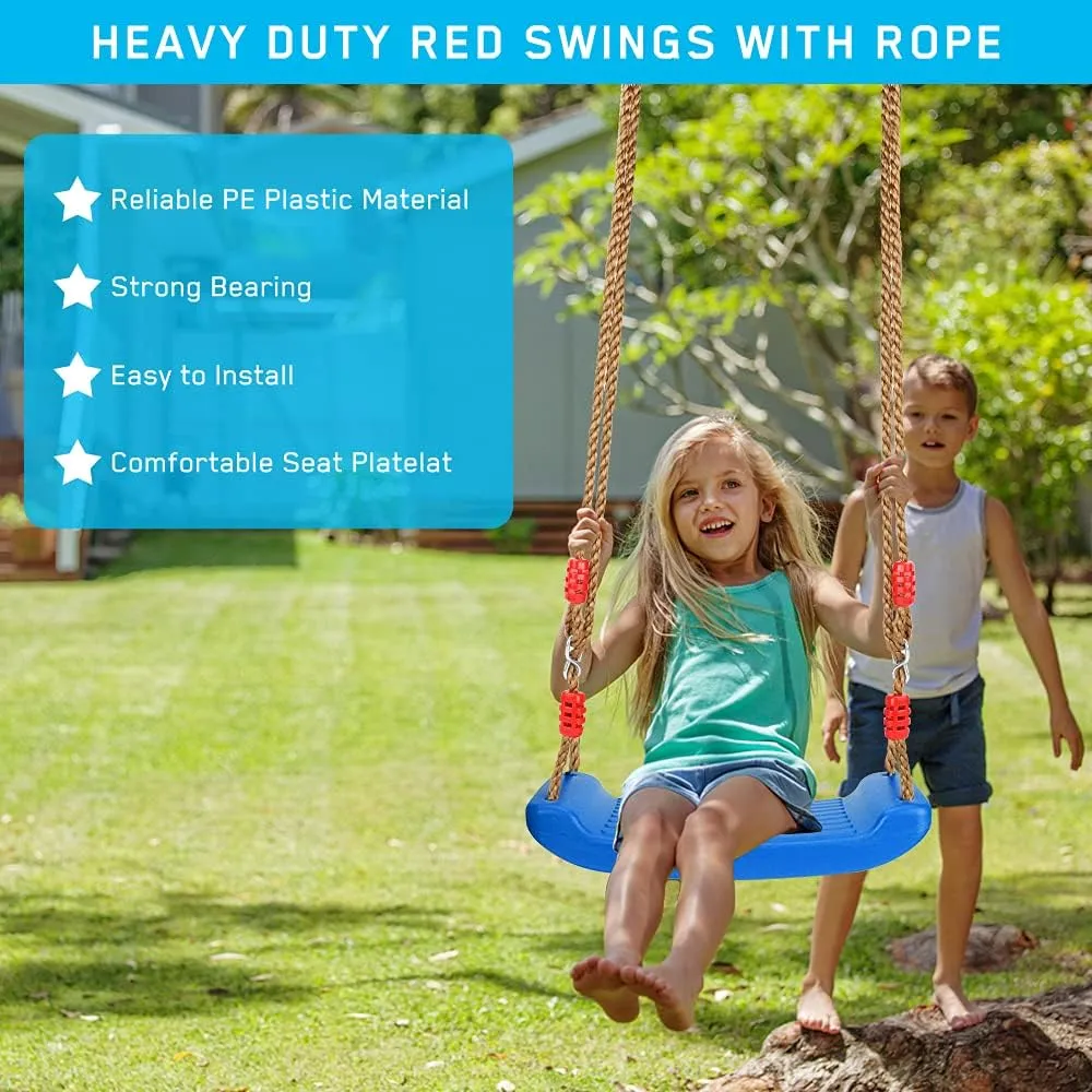 Adjustable Rope Safe & Durable Child Swing for Children Kids Boys Girls Indoor/Outdoor/Playground/Home/Tree (Blue$ Plastic) Luckit Swing Set Children Swing timer summer steep rudimentary fin Plastic Swings with Easy Install 