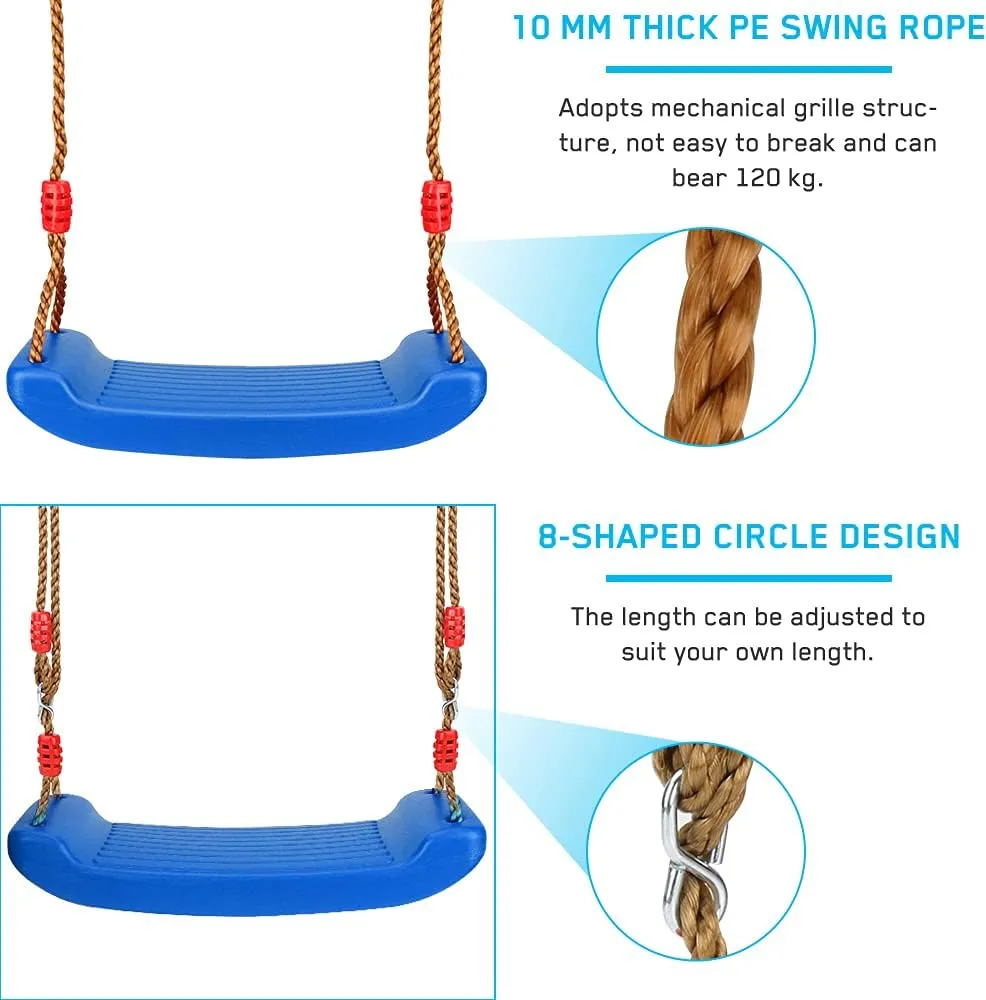 Adjustable Rope Safe & Durable Child Swing for Children Kids Boys Girls Indoor/Outdoor/Playground/Home/Tree (Blue$ Plastic) Luckit Swing Set Children Swing timer summer steep rudimentary fin Plastic Swings with Easy Install 