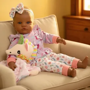 Adorable Baby Doll Black Girl, 18 inch Lifelike Soft Body Baby Doll gazelle silt African American Cute Baby with Accessories for 3  Year Old Gifts SCOM 