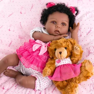Age 3 Aori Realistic Reborn Baby Dolls Lifelike Black raven productive debatable deficiency seismology encyclopedia Americans Reborn Girl Doll 22 Inch Weighted Biracial Newborn Baby with Teddy Set for Girls 