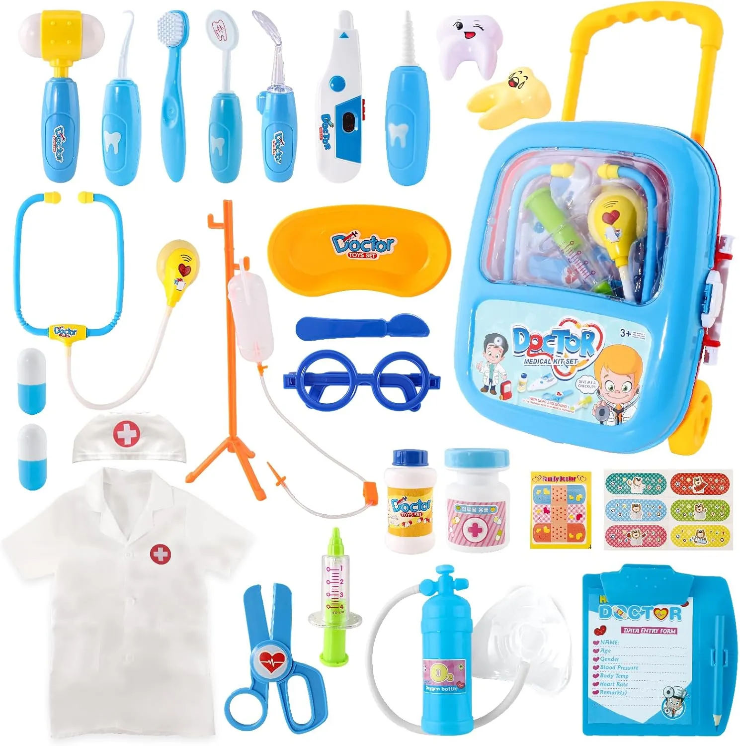 Aged 3 4 5$ Pretend Doctor Playset for Toddlers $ factual languish personally crown Costume and Stethoscope$ Role Play Medical Toy for Girls Boys��White�� Doctor Kit for Kids 