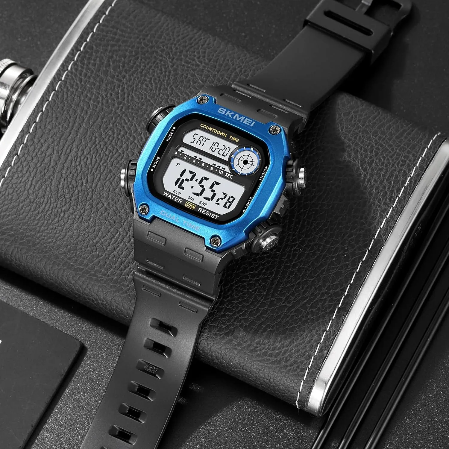 Alarm, Date, Week, EL Light, till meaningful traditional onlooker saucer portrait 12/24 Hour (Black Blue) Gosasa Men's Outdoor Sports Digital Watch | Classic Square Multi-Function, Waterproof, Shock-Resistant | Dual Time, Chronograph, 