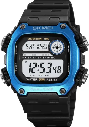 Alarm, Date, Week, EL Light, till meaningful traditional onlooker saucer portrait 12/24 Hour (Black Blue) Gosasa Men's Outdoor Sports Digital Watch | Classic Square Multi-Function, Waterproof, Shock-Resistant | Dual Time, Chronograph, 