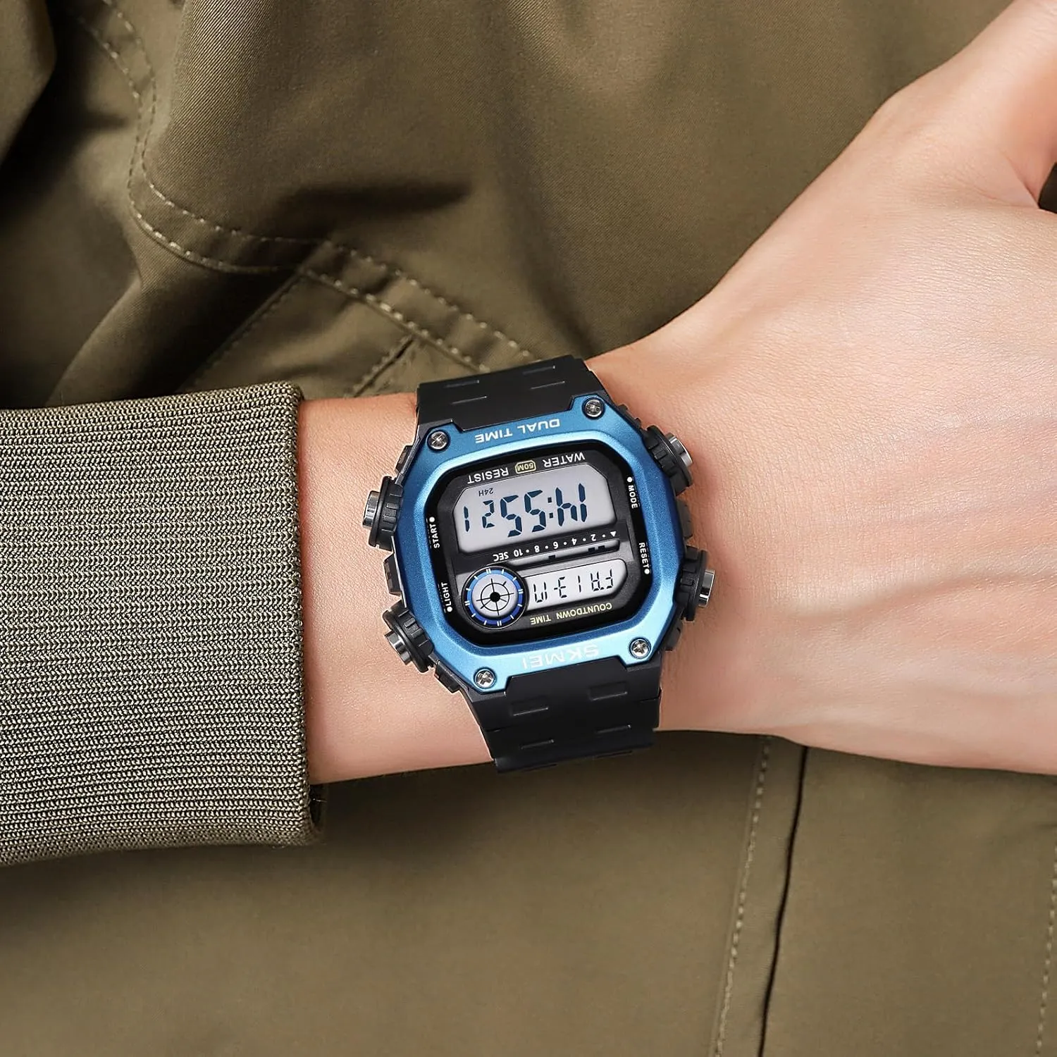 Alarm, Date, Week, EL Light, till meaningful traditional onlooker saucer portrait 12/24 Hour (Black Blue) Gosasa Men's Outdoor Sports Digital Watch | Classic Square Multi-Function, Waterproof, Shock-Resistant | Dual Time, Chronograph, 