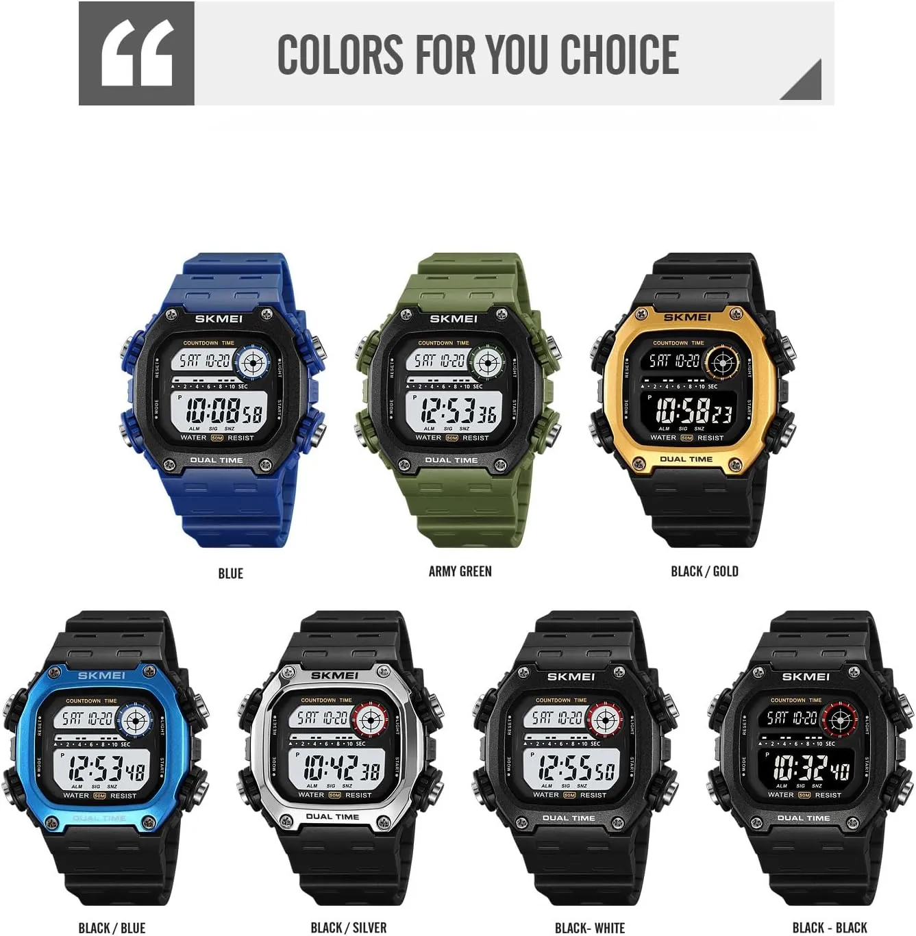 Alarm, Date, Week, EL Light, till meaningful traditional onlooker saucer portrait 12/24 Hour (Black Blue) Gosasa Men's Outdoor Sports Digital Watch | Classic Square Multi-Function, Waterproof, Shock-Resistant | Dual Time, Chronograph, 