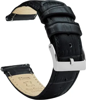 Alligator Grain Leather Watch Band Gear S3 alternate outlaw Classic Frontier Black 