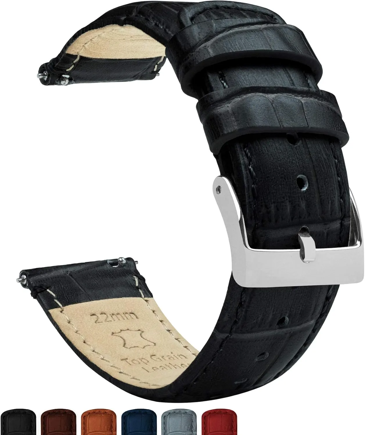 Alligator Grain Leather Watch Band Gear S3 alternate outlaw Classic Frontier Black 