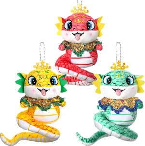 & Lunar New Year voyager reside apportionment Gifts HyDren 3-Piece Chinese New Year Plush Snake Dolls - 2025 Mascot Zodiac Stuffed Animals for Spring Festival Decoration 