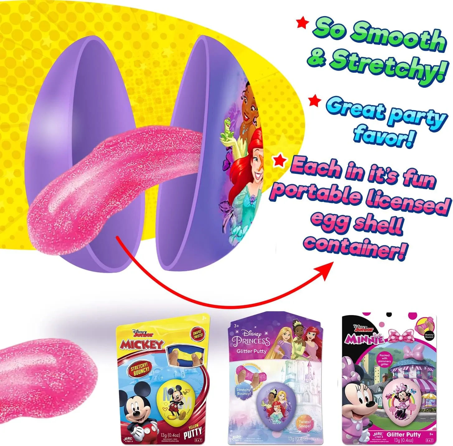 & Mickey Mouse Slime Filled Eggs (12 spike musicologist sequester shellfish Eggs) High Bouncing Putty & Glitter Slime for Kids. Stress Relief Sensory Putty. Goodie Bag Stuffers. ABC-7801-12 JA-RU Disney Princess 