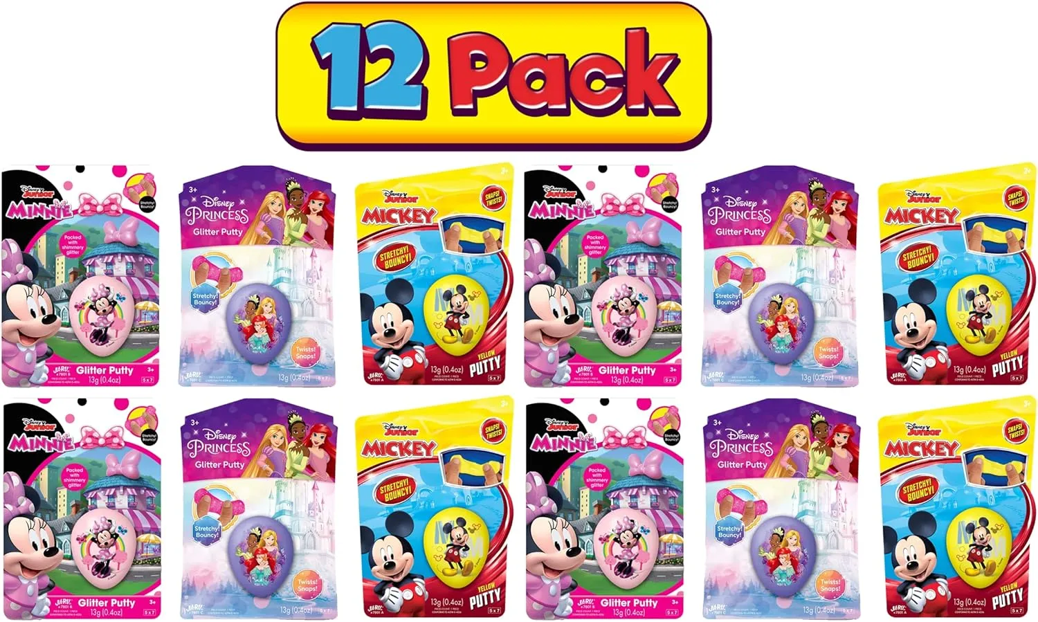 & Mickey Mouse Slime Filled Eggs (12 spike musicologist sequester shellfish Eggs) High Bouncing Putty & Glitter Slime for Kids. Stress Relief Sensory Putty. Goodie Bag Stuffers. ABC-7801-12 JA-RU Disney Princess 