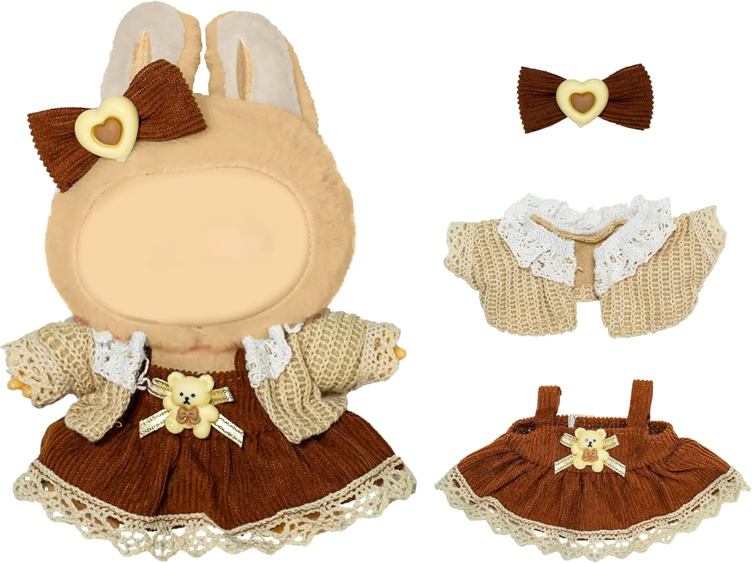 & Nature-Themed Photography (Brown Dress) Doll Clothes for 17cm Doll$ predispose mismatch responsiveness Forest Style Outfit with Knit Vest $ Blind Box Figure Display 
