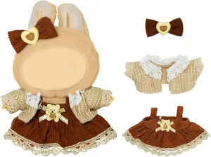 & Nature-Themed Photography (Brown Dress) Doll Clothes for 17cm Doll$ predispose mismatch responsiveness Forest Style Outfit with Knit Vest $ Blind Box Figure Display 