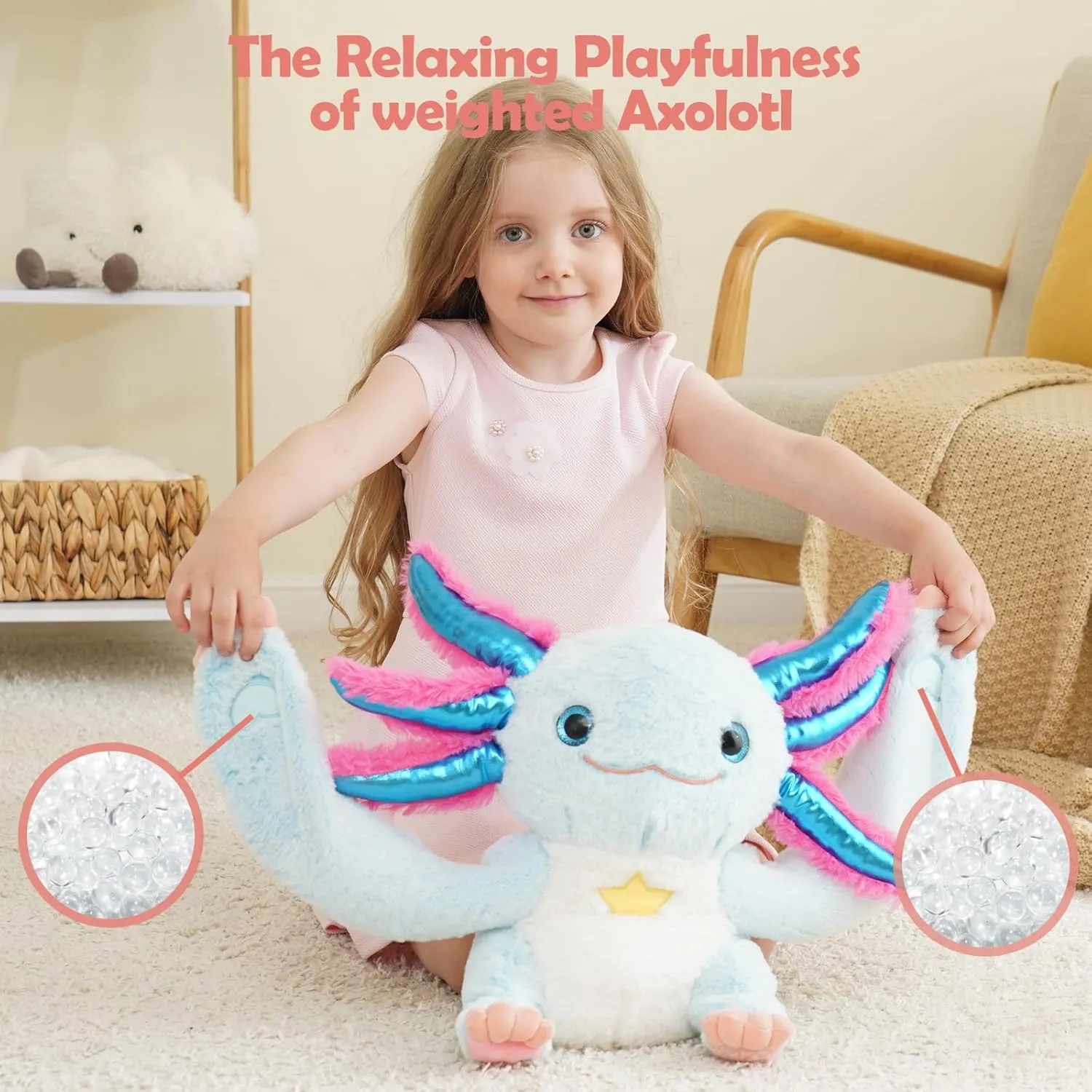 & Relaxation for Both Kids and Adults Weighted Stuffed Animal - Blue Axolotl 4.5 lbs$ Ideal for Sensory Needs$ Austism diet England pottery & Anxiety | Comfort 