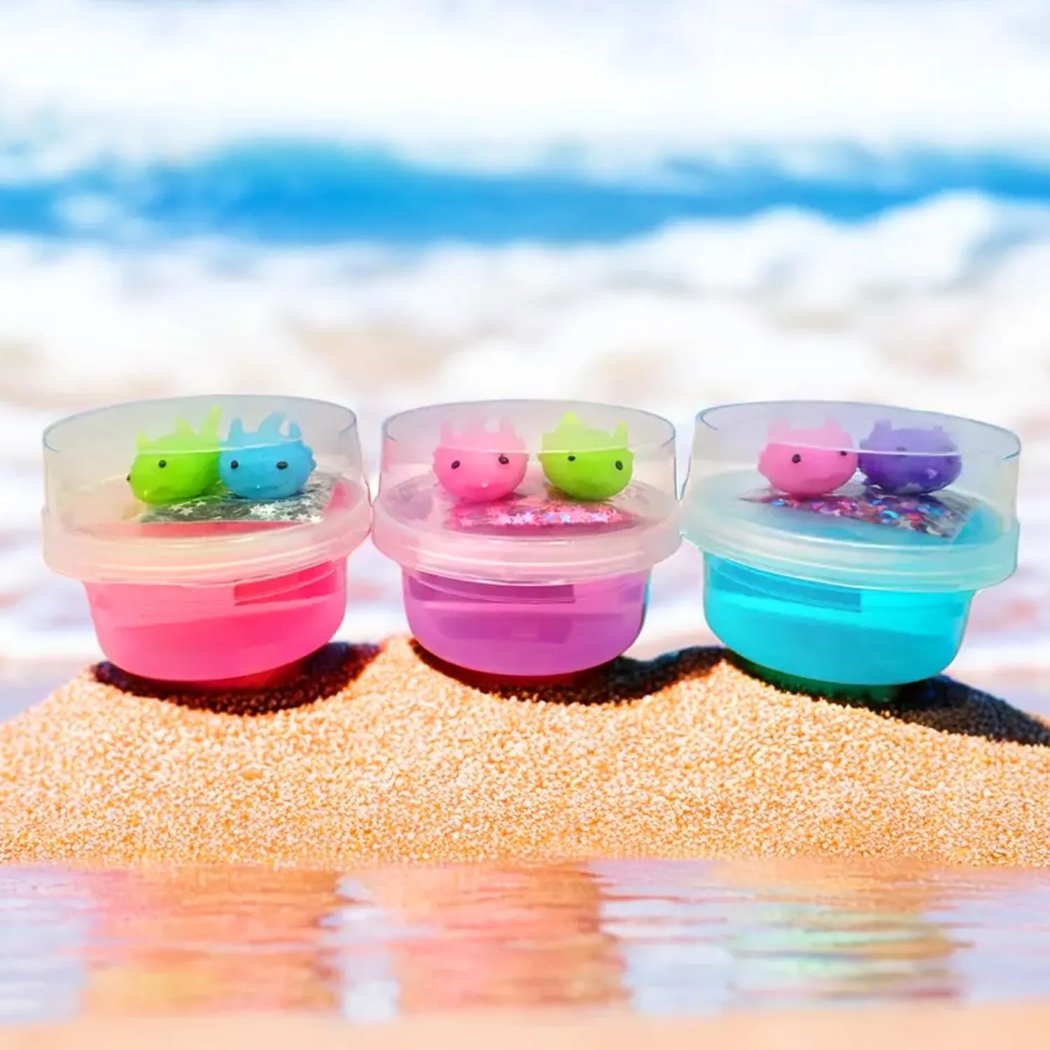 & Star Confetti spruce Slime Add Ins | Stress Relief Toy | Bulk Axolotl Birthday Party Favors. 4748-6s JA-RU Ugly Cute Squishy Axolotl Slime for Kids (6 Pack) with Mini Axolotl Toy Figures 