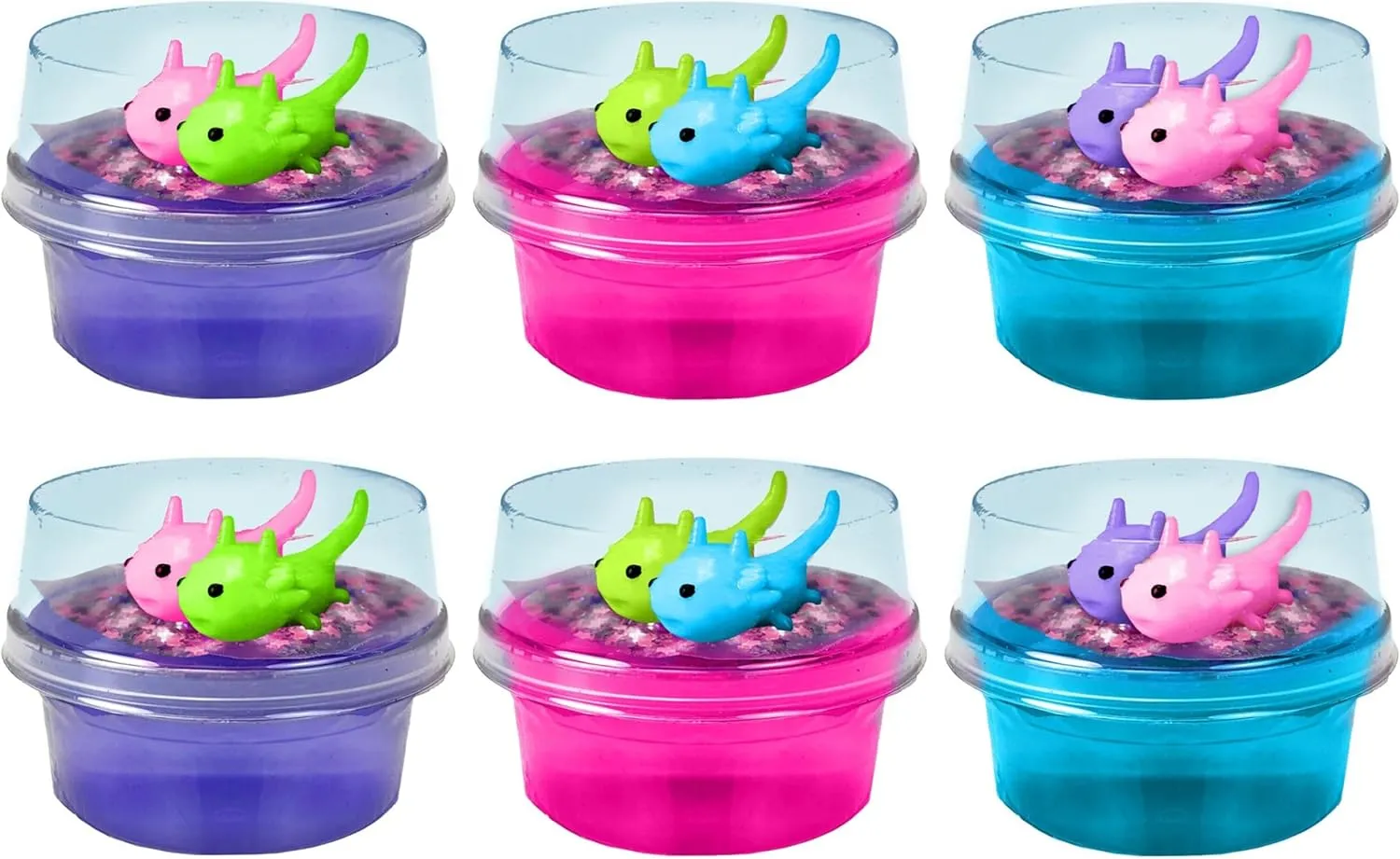 & Star Confetti spruce Slime Add Ins | Stress Relief Toy | Bulk Axolotl Birthday Party Favors. 4748-6s JA-RU Ugly Cute Squishy Axolotl Slime for Kids (6 Pack) with Mini Axolotl Toy Figures 