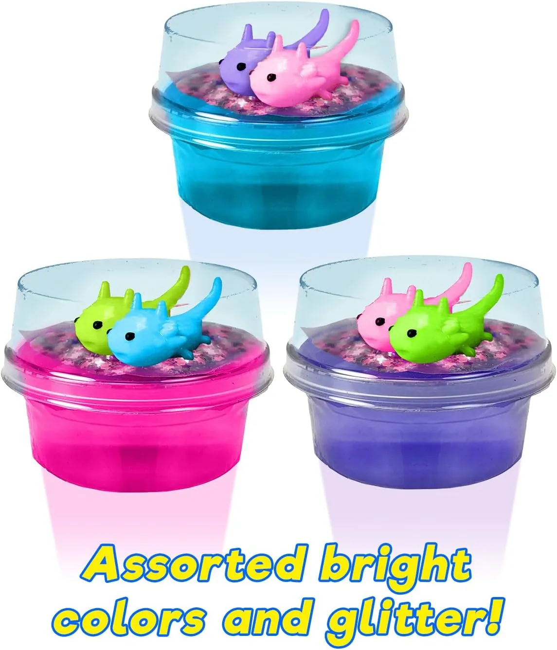 & Star Confetti spruce Slime Add Ins | Stress Relief Toy | Bulk Axolotl Birthday Party Favors. 4748-6s JA-RU Ugly Cute Squishy Axolotl Slime for Kids (6 Pack) with Mini Axolotl Toy Figures 