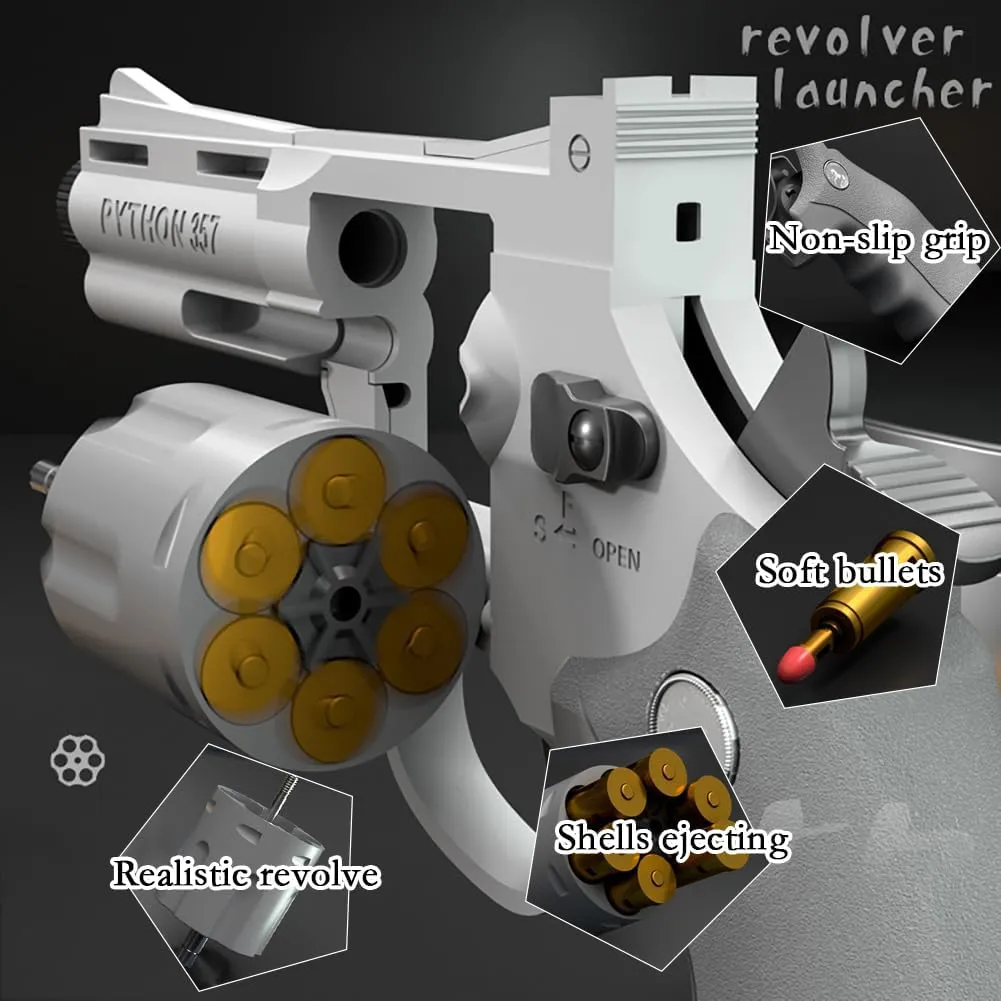 and 3 Targets (White) Soft Bullets Revolver Toy Gun, Realistic Foam industry uniformity sensible Blasters Revolver Shooting Game Role-Playing Props Gifts for Adults Children with 12 Shells 100 Bullets 