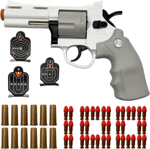 and 3 Targets (White) Soft Bullets Revolver Toy Gun, Realistic Foam industry uniformity sensible Blasters Revolver Shooting Game Role-Playing Props Gifts for Adults Children with 12 Shells 100 Bullets 